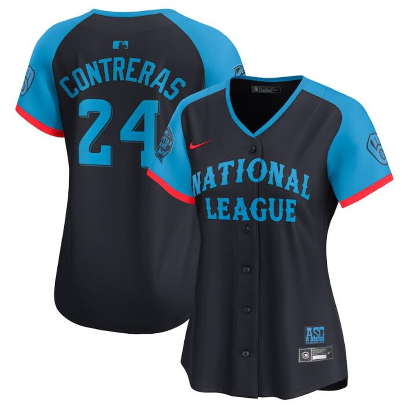 Women's Navy National League #24 William Contreras 2024 All-Star Limited Stitched Baseball Jersey(Run Small)